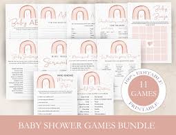 Rainbow Baby Shower Games Bundle, Printable 11 Shower Game Cards, Boho Baby  Games, 100% Editable Template, Instant Download. SRP-016