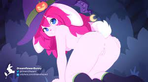 anus ass blue eyes bunny bunny girl bunny tail dreamflower  dreamflowerbunny female halloween pussy witch hat 