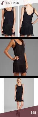 Free People Black Silk Lace Fringe Dress Free People Black Lace Fringe Trim Shit Dress Knit With Lace And Fringe Trim Scoop Nec Fringe Dress Dresses Black Silk