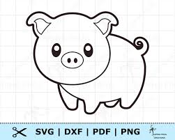 Download and print free cute pig coloring pages. Cute Pig Svg Png Dxf Pdf Cricut Cut Files Silhouette Pig Etsy