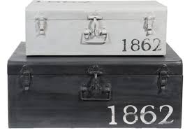 .metal rangement frais boite de rangement metal boite de rangement malle mtal bleu with malle acier 193 litres 100x55x42 trigano collectivités malle en tole acier premier choix épaisseur 6 10. 2 Malles Kansas Noir Gris Metal Mydecolab