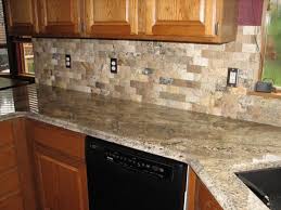 Grey Elegant Range Philadelphia Travertine Mosaic Brick Tile Backsplassh And Grani Stone Backsplash Kitchen Kitchen Backsplash Designs Kitchen Tiles Backsplash