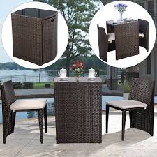 We construct our natural wicker pieces with high quality rattan, starting out with strong and sturdy natural frames and then wrapping and weaving the rattan. Costway Wicker 3 Piece Small Space Outdoor Bistro Set With Cushions Brown Walmart Com Walmart Com