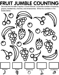 See the cute muppet standing between ask your child the count the apples loudly as he colors them, this will help him to remember the order. Fruit Jumble Counting Coloring Page Crayola Com