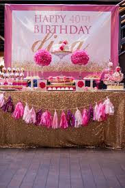 40th Birthday Decorations For Her Glamorous Pink Gold 40th Birthday Party 40th Birthday Themes 40th Birthday Parties Pink Birthday Party