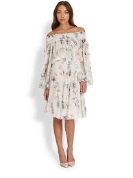 Marchesa Voyage Silk Off The Shoulder Dress Saks Com Romantic 2 Dresses Marchesa Dress Shoulder Dress
