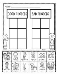 Good And Bad Choices Student Sort School Worksheets First Day Of School Activities School Activities