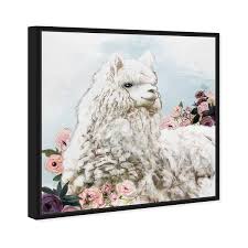 Mushrooms, flowers and geometrics were popular themes and were always printed in bright or bold colors. Oliver Gal Floral Llama Animals Wall Art Framed Canvas Print Farm Animals White Blue Overstock 32481092