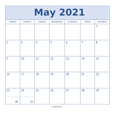 Printable blank calendar may be a wonderful aid for improved business in the current hectic lifestyles. Free Printable May 2021 Calendar 7 Cute Designs Calendarkart