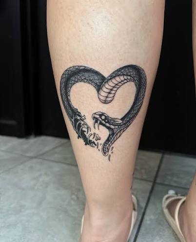 Teal Barnes Tattoo | Custom heart ❤️ snake 🐍 on the forearm, always a fun design to tattoo! | Instagram