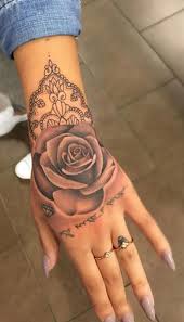 Geometric Rose Hand Tattoo Ideas For Women Unique Watercolor Mandala Tat Www Mybodiart Com Tattoos Rose Hand Tattoo Hand Tattoos Sleeve Tattoos For Women