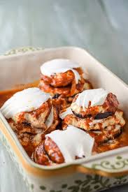 Towers Of Eggplant Done For The Baked Stacks Of Eggplant Parmesan Eggplant Dishes Veg Dishes Tasty Dishes