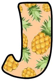 Buchstabe Letter J Tutti Frutti Party Monogram Alphabet Pineapple