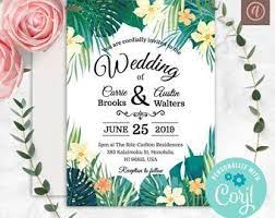 Printable Hawaiian Wedding Invitation Template Set Corjl Etsy In 2020 Hawaiian Wedding Invitations Wedding Invitation Templates Invitations