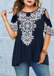 plus size cold shoulder tribal print blouse modlily com usd 27 57