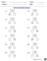 Number Bonds Worksheets Great For Teachers Using Singapore Math Really Helps Students Understan Number Bonds Worksheets Mathematics Worksheets Math Exercises