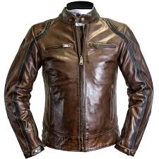 Col fourrure amovible par boutons pression. Blouson Helstons Modelo Cuir Rag Camel Noir Moto Vintage Homme