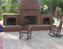 Brick Outdoor Kamin Kamin Ziegelsteine Blaustein Terrasse Terassenentwurf