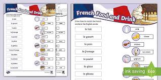 This french alphabet book will help your kids to read . French Food Matching Words Worksheet Languages Resources