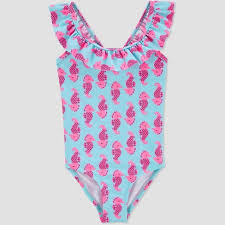 White floral print square neck padded wireless crisscross back one piece swimsuit. Baby Girls Seahorse One Piece Swimsuit Just One You Made By Carter S Blue 3m Target