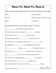 There Their They Re Worksheet Education Com Teaching Language Arts Teaching Homeschool Teaching Writing