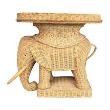 Vintage Boho Wicker Rattan Elephant Side Table Style Of Mario Lopez Torres 1970s At 1stdibs