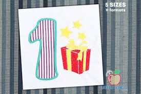 Download Birthday Number 1 With Gift Box Applique Creative Fabrica SVG Cut Files