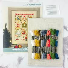 Santa gnome with christmas lights. Twelve Days Of Christmas Cross Stitch Pattern Stitched Modern
