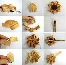 Diy Flower Hair Clip Tutorial Step By Step Step By Step Ideas Diy Hair Bows Diy Hair Accessories Fabric Flowers