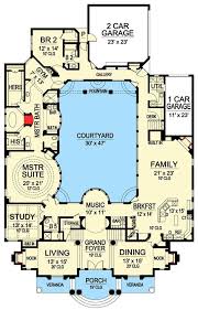 Plan 36186tx Luxury With Central Courtyard Courtyard House Plans Luxury House Plans New House Plans