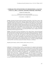 The sample cells were then closed and placed into the carousel. Pdf Comparative Sensitivities Of Cholesterol Analysis Using Gc Hplc And Spectrophotometric Methods Kwee Mana Academia Edu