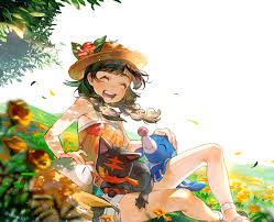 1girl O Bag Bangs Bare Arms Black Eyes Black Hair Blush Braid Bush Day Eyebrows Visible Through Hair Eye Pokemon Pictures Pokemon Characters Pokemon Moon