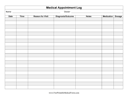 This Medical Appointment Log Can Be Kept For Personal