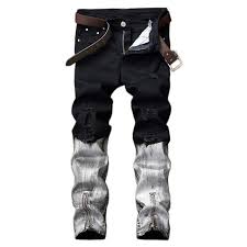Black And White Jeans Mens Fashion Designer Pants Black White Jean Male Trousers 2018 New Arrival Jeans For Men Straight Ripped Je Mens Fashion Jeans Ripped Jeans Men Denim Jeans Fashion