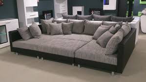 Wohnlandschaft Claudia Xxl Mit Hocker Schwarz Graubeige