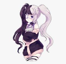 Collection by fangirl of many things. Anime Girl Goth Pastel Twotone Hair White Black Anime Half Demon Half Human Girl Hd Png Download Transparent Png Image Pngitem