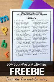 Preschool Printables Fantastic Fun Learning Literacy Activities Preschool Easy Learning Activities Preschool Learning Activities
