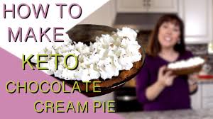 In a saucepan, whisk together milk and egg substitute. Sugar Free Keto Chocolate Cream Pie Low Carb Nut Free Gluten Free