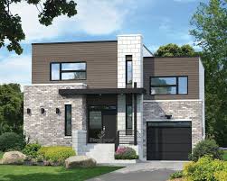 By extending the second floor out 20 feet into the front yard, a covered carport was created underneath. De Style Urbain Cette Imposante Maison A Deux Etages Mesure 35 Pieds 10 Pou Contemporary House Plans Modern Style House Plans Architectural Design House Plans