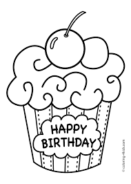 I am a huge fan of dinosaurs! Https Coloring 4kids Com Cake Happy Birthday Party Coloring Pages Muffin Coloring Pages For Kids