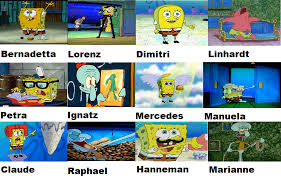 Three Houses Characters Portrayed By Spongebob Fire Emblem Three Houses Fire Emblem Fire Emblem Radiant Dawn Fire Emblem Characters