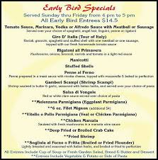 Little Italy Wildwood Crest Early Bird Menu Linguini Alfredo Sauce Rigatoni
