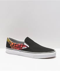 A must have for any woman on the go! Vans Slip On Logo Flame Black White Skate Shoes Zumiez