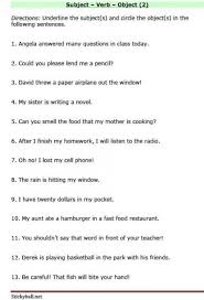 Subject Verb Object Worksheet Subject And Verb Subject Object Verb Worksheets