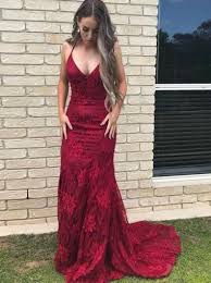 Burgundy Lace Mermaid Long Evening Prom Dresses Cheap Sweet 16 Dresses 18313 Red Lace Prom Dress Red Mermaid Prom Dress Backless Prom Dresses