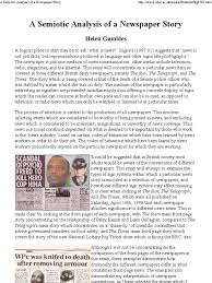 Browse examples, newspapers and writing content selected by the public relations today community. A Semiotic Analysis Of A Newspaper Story Representation Arts News