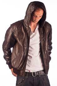 Dino Mens Brown Leather Hooded Jacket Leather Jacket Men Leather Jacket Leather Jacket With Hood