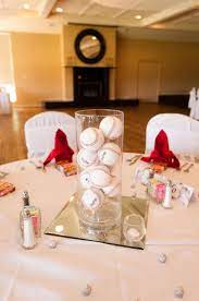 Pin By Kymberly Lindell On Baseball Themed Birthday Party Baseball Wedding Theme Country Wedding Centerpieces Baseball Wedding Centerpieces