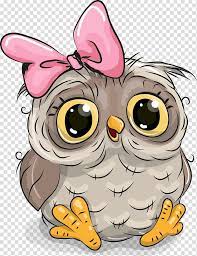 Owl Cartoon Illustration Illustration Cute Owl Baby Owl With Pink Bow Transparent Background Png Clipart Cute Owl Cartoon Baby Owls Owl Cartoon