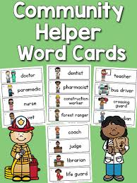 community helper word cards prekinders